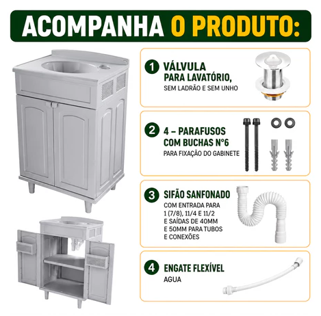 Gabinete para Banheiro Nuvello AquaMax™ 63 cm