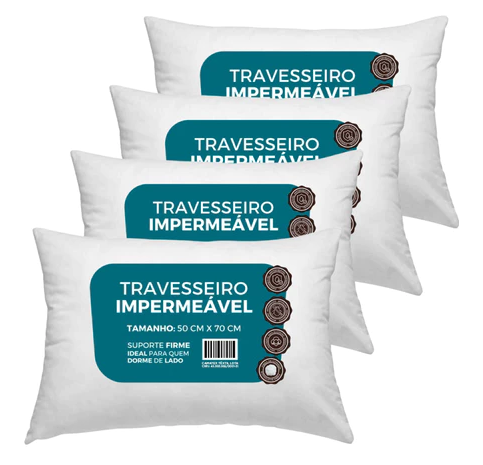 Kit 4 Travesseiros Impermeáveis Nuvello CottonShield™