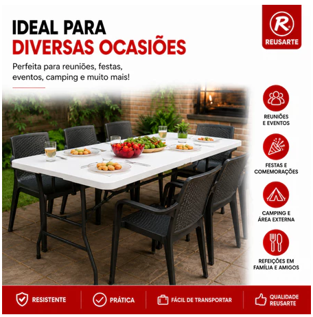 Mesa Dobrável Maleta Nuvello™ 1,80m