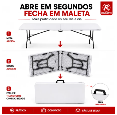 Mesa Dobrável Maleta Nuvello™ 1,80m