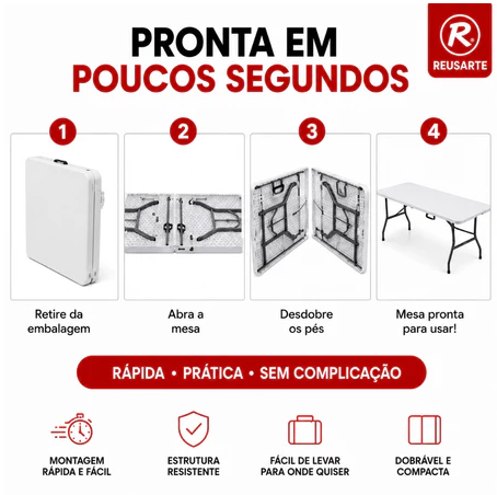 Mesa Dobrável Maleta Nuvello™ 1,80m