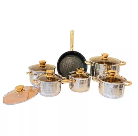 Conjunto de Panelas Nuvello MatterCore™ Inox Multicamadas – 12 Peças