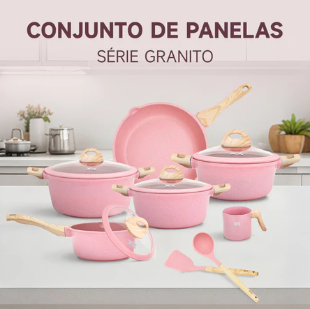 Conjunto de Panelas Nuvello Granite Pro™ – 14 Peças