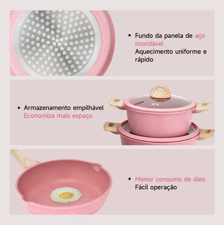 Conjunto de Panelas Nuvello Granite Pro™ – 14 Peças